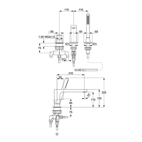 Смеситель KLUDI DECUS 54448N275 для ванны на бортик