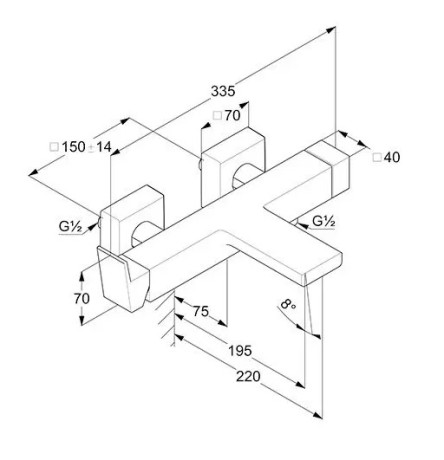 Смеситель KLUDI DECUS 54691N175 для ванны с изливом с подключением шланга