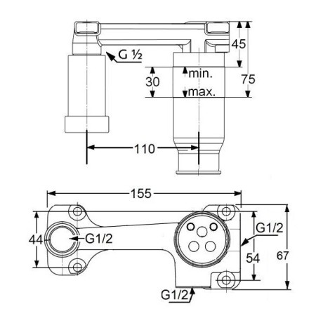 Смеситель KLUDI BOZZ BLACK SET 382443976S для раковины настенный встраиваемый со скрытой частью в комплекте