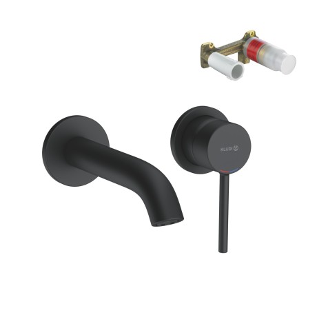 Смеситель KLUDI BOZZ BLACK SET 382443976S для раковины настенный встраиваемый со скрытой частью в комплекте