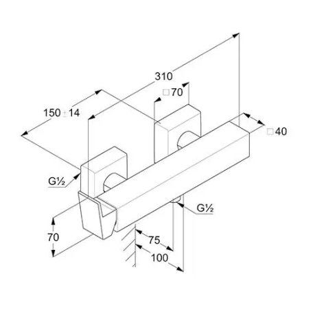 Смеситель KLUDI DECUS 54831N075 для душа настенный с подключением шланга