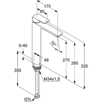 Смеситель KLUDI AMEO 412980575 для раковины на одно отверстие высокий