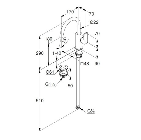 Смеситель KLUDI RENON 42027N175 для раковины на одно отверстие высокий