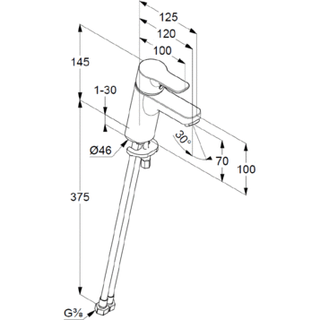 Смеситель KLUDI PURE&EASY 370280565 для раковины на одно отверстие однорычажный без донного клапана