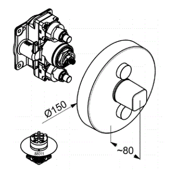 Термостат KLUDI PUSH 386120538 для ванны и душа встраиваемый на 2 потребителя внешняя часть