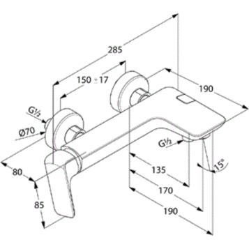 Смеситель KLUDI AMEO 416710575 для ванны с изливом с подключением шланга