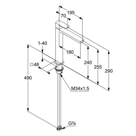 Смеситель KLUDI RENON 42298N275 для раковины на одно отверстие высокий