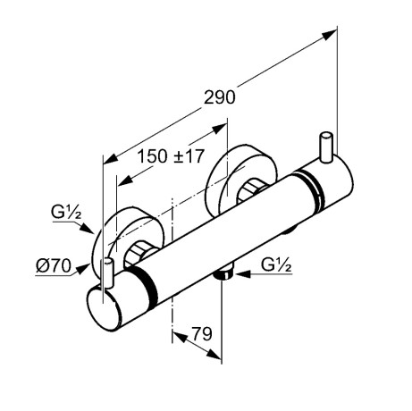Термостат KLUDI BOZZ 35203N538 для душа настенный с подключением шланга