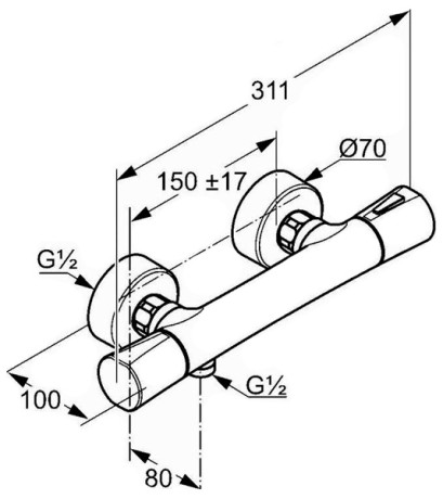 Термостат KLUDI ZENTA 351008638 для душа настенный с подключением шланга