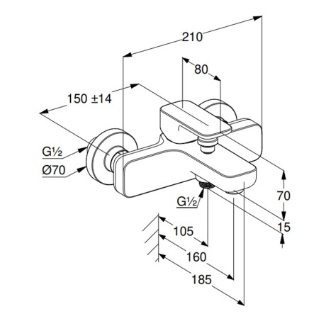 Смеситель KLUDI RENON 426915375 для ванны с изливом с подключением шланга