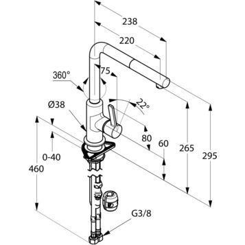 Смеситель KLUDI L-INE S 408519375 для кухни с выдвижным изливом