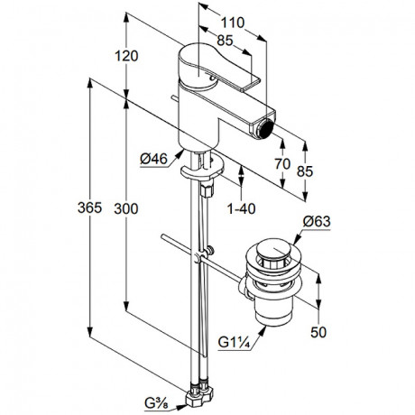 Смеситель KLUDI ZENTA SL 485300565 для биде однорычажный