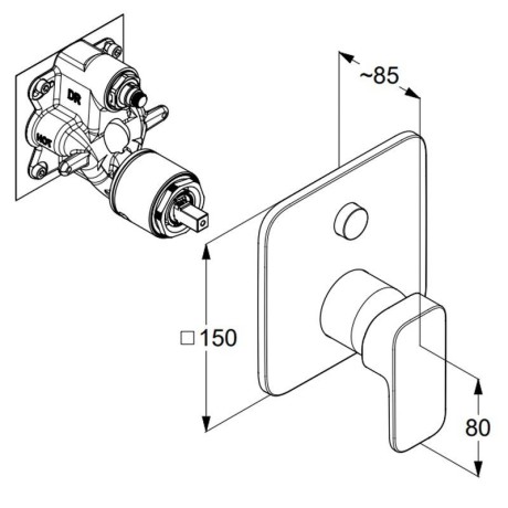 Смеситель KLUDI RENON 427593975 для ванны и душа встраиваемый внешняя часть с автоматическим переключателем воды PUSH&SWITCH