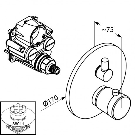 Термостат KLUDI BALANCE 528300575 для ванны и душа встраиваемый на 2 потребителя внешняя часть