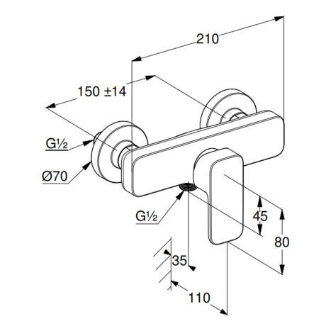 Смеситель KLUDI RENON 428313975 для душа настенный с подключением шланга