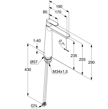 Смеситель KLUDI LOUVA 242863975 для раковины на одно отверстие высокий