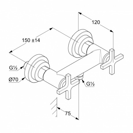 Смеситель KLUDI NOVA FONTE Classic 207100520 для душа настенный с подключением шланга