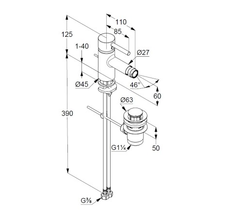 Смеситель KLUDI BOZZ WHITE 385335376 для биде однорычажный