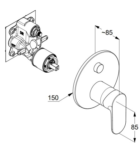 Смеситель KLUDI LOUVA 247593975 для ванны и душа встраиваемый внешняя часть с автоматическим переключателем воды PUSH&SWITCH