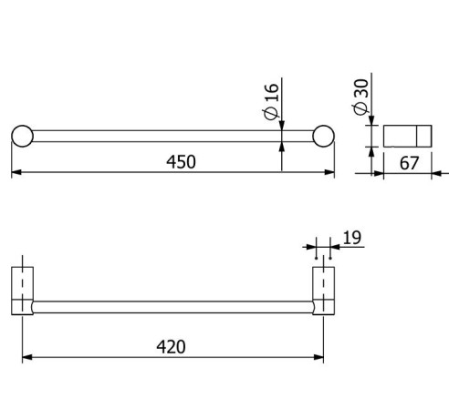 Держатель полотенца KLUDI VELA R 58980N2 широкий 450 мм