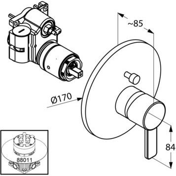 Смеситель KLUDI ZENTA 386570575 для ванны и душа встраиваемый внешняя часть с переключателем воды