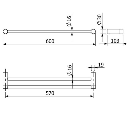Держатель полотенца KLUDI VELA R 58988N2 широкий 600 мм