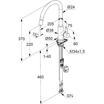 Смеситель KLUDI BINGO STAR XS 468510578 для кухни с выдвижным изливом