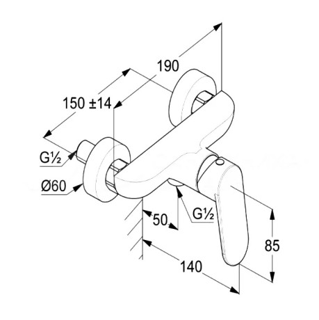 Смеситель KLUDI X1 328313975 для душа настенный с подключением шланга