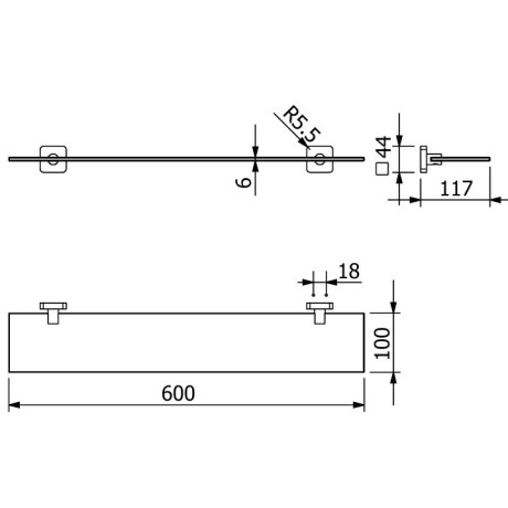 Полочка стекло KLUDI VELA S 2597305 подвесная