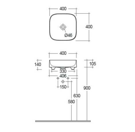 Раковина KLUDI RESA S 58CW3043 накладная без перелива цвет белый