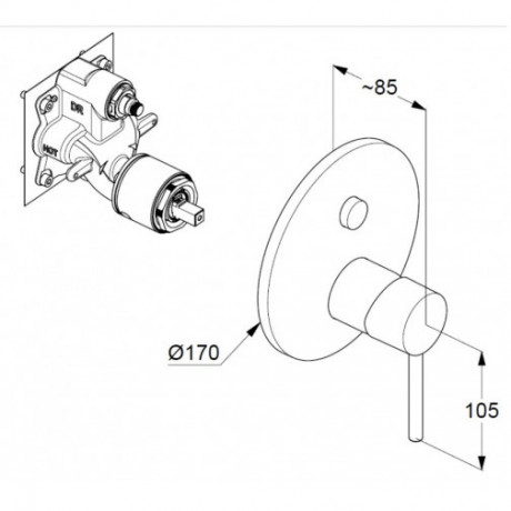 Смеситель KLUDI BOZZ 386590576 для ванны и душа встраиваемый внешняя часть с автоматическим переключателем воды PUSH&SWITCH