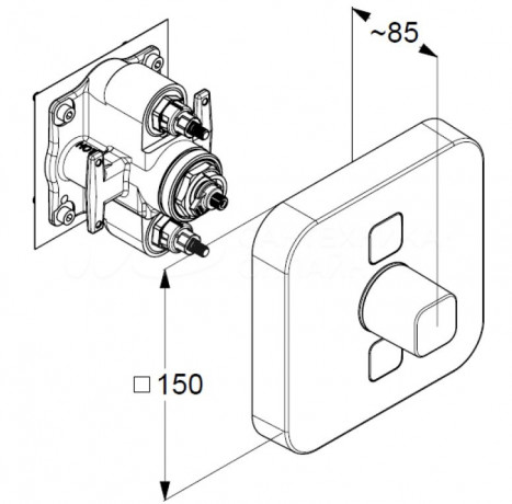 Термостат KLUDI PUSH 387110538 для ванны и душа встраиваемый на 2 потребителя внешняя часть