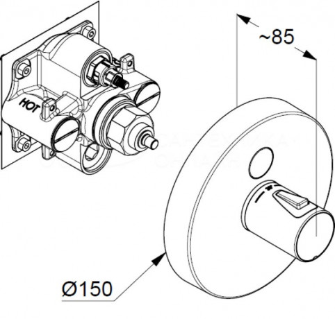 Термостат KLUDI PUSH 389020538 для душа встраиваемый на 1 потребителя внешняя часть
