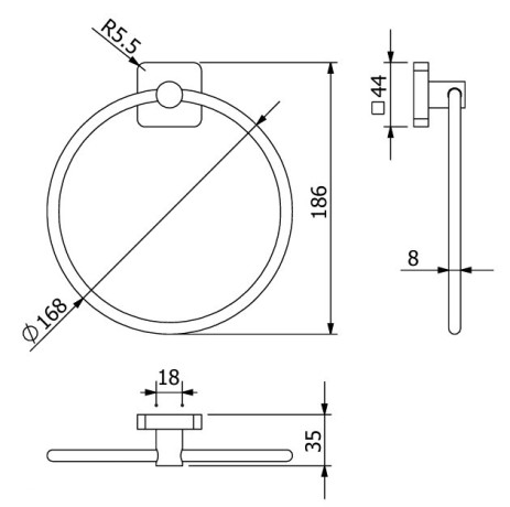 Держатель полотенца KLUDI VELA S 2597805 кольцо