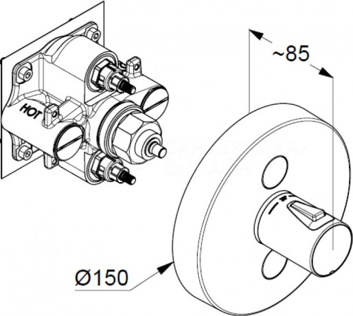 Термостат KLUDI PUSH 389120538 для ванны и душа встраиваемый на 2 потребителя внешняя часть