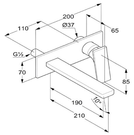 Смеситель KLUDI DECUS 54244N575 для раковины настенный встраиваемый внешняя часть