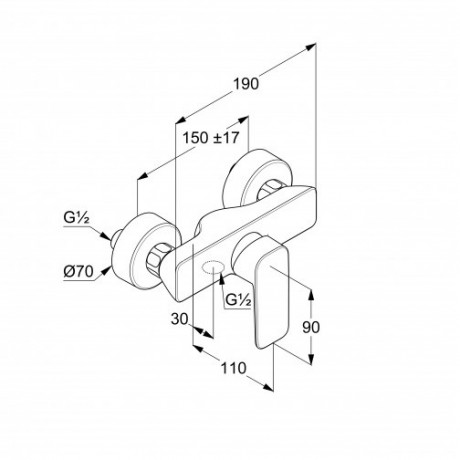 Смеситель KLUDI PURE&STYLE 408413975 для душа настенный с подключением шланга