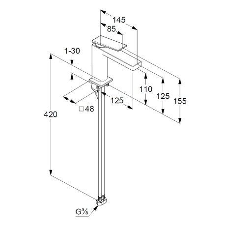 Смеситель KLUDI DECUS 54282N175 для раковины на одно отверстие однорычажный