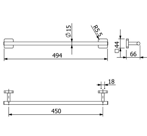 Держатель полотенца KLUDI VELA S 2598005 широкий 450 мм