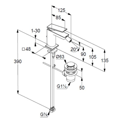 Смеситель KLUDI DECUS 542170575 для биде однорычажный