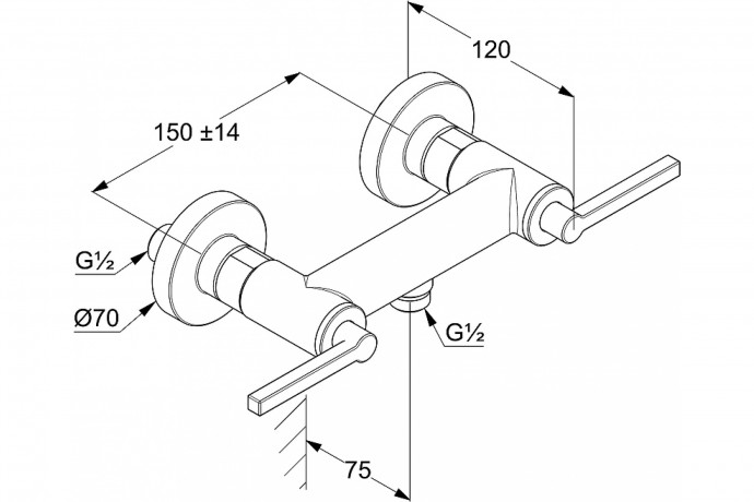 Смеситель KLUDI NOVA FONTE Puristic 207103915 для душа настенный с подключением шланга