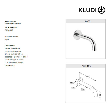 Комплект для душа KLUDI BOZZ 386340576 10 в 1 верхний душ 250 мм