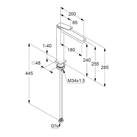 Смеситель KLUDI DECUS 54298N175 для раковины на одно отверстие высокий
