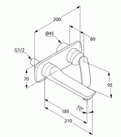 Смеситель KLUDI BALANCE 522469175 для раковины настенный встраиваемый внешняя часть