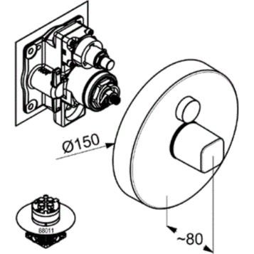 Термостат KLUDI PUSH 386020538 для душа встраиваемый на 1 потребителя внешняя часть