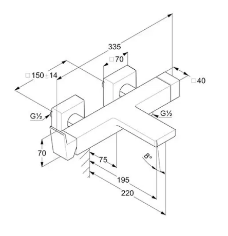 Смеситель KLUDI DECUS 546910575 для ванны с изливом с подключением шланга
