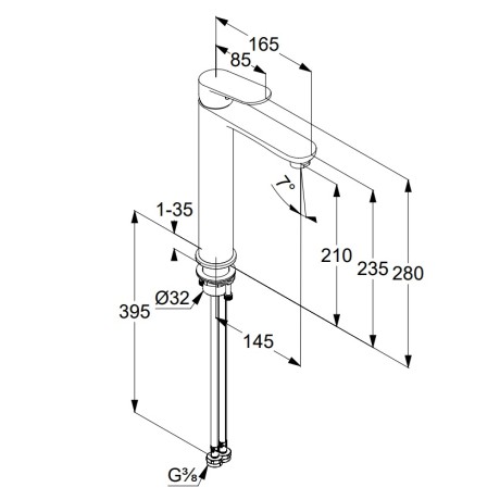 Смеситель KLUDI X1 322980575 для раковины на одно отверстие высокий