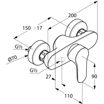 Смеситель KLUDI OBJEKTA 327640575 для душа настенный с подключением шланга